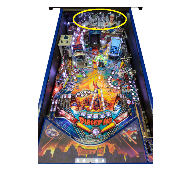 JJP DIALED IN LE Pinball Game Machine BACK PANEL 'SKYLINE' PLASTIC